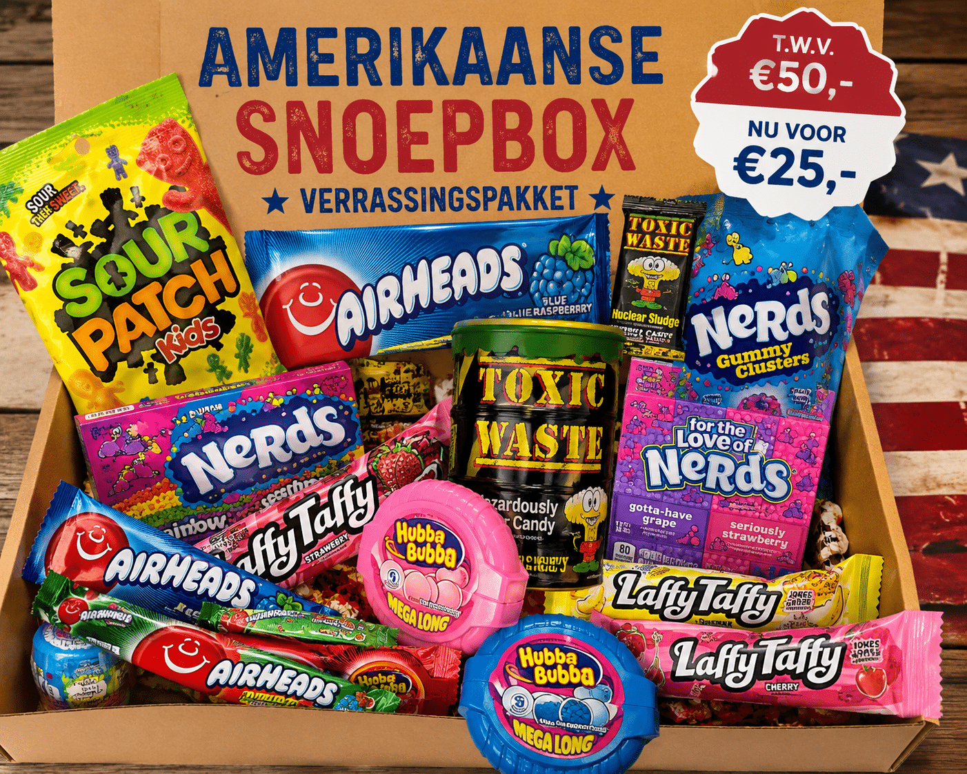 Amerikaanse Snoepbox Verrassingspakket twv 50 euro